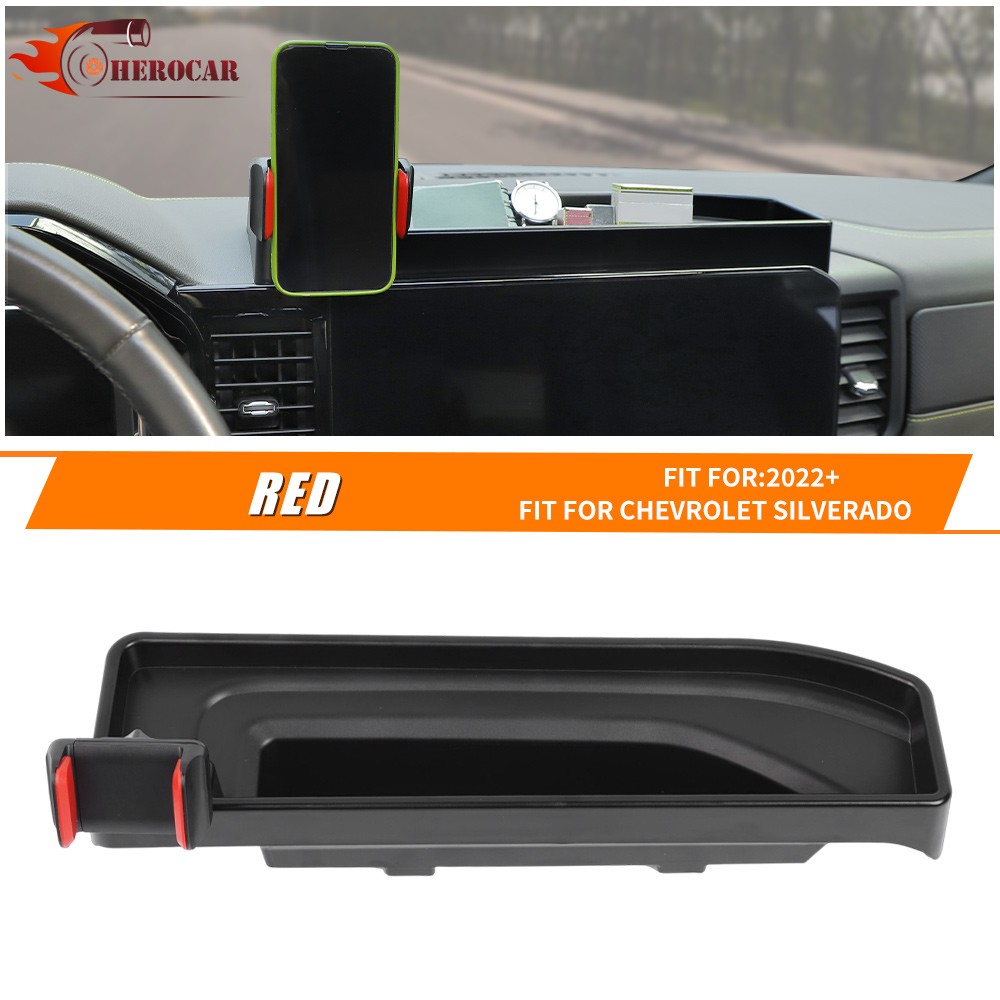 Center Dash Storage Box Tray w/Phone Holder Bracket For Chevy Silverado 2022 23+