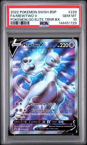 Mewtwo V SWSH229 Full Art Pokemon Go ETB Black Star Promo #229 GEM MINT PSA 10