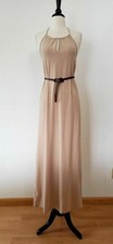New Anthro Maxi Dress Size Medium Halter Neck Beige Cut Out Classy Basic