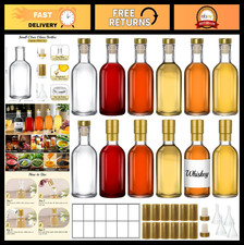 12 Pack 3oz Clear Glass Bottles with T-Top Cork Stoppers - Perfect for Crafts 