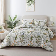 Floral King Comforter Set-3 Pieces Wildflowers Botanical Comforter Set King S...