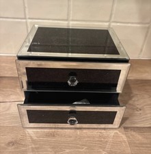 Black Glitter Effect Glass Jewellery Keeper Brand New With Tag