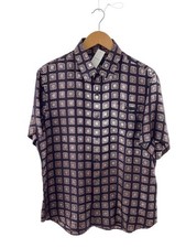 PRADA Short Sleeve Shirt 42 Silk BLK Allover UCS137 R161 TFV