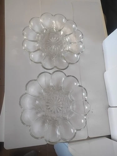 Vintage Anchor Hocking Clear Glass 12 Deviled Egg Plate