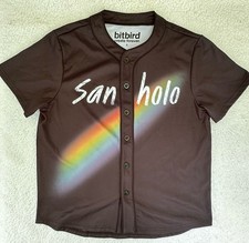Bitbird San Holo  “Light X” Baseball Jersey, Black With Rainbow, Men’s Small