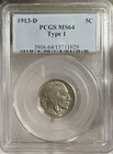 1913-D Type 1 PCGS MS64 Buffalo Nickel. Great Eye Appeal. Lovely Coin! 🪙