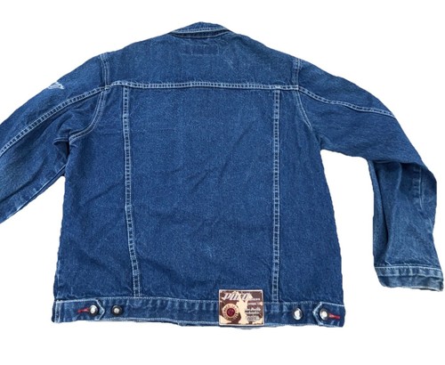 Vintage Paco Denim Jacket Boys Large Blue Jean Spell Out Motorcycle 90s Hip Hop - Picture 2 of 10
