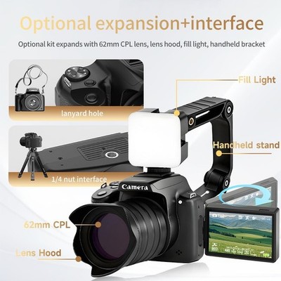 Digitalkamera 68MP 28X Zoom 4K 60FPS 2,8 Zoll Flip Screen 106x82x56mm ABS Body