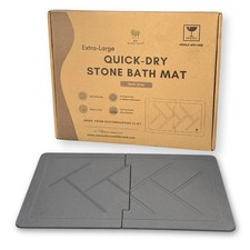 XL Double-Sided Stone Bath Mat 19.7" x 31.5", Diatomaceous Earth Bathroom K...