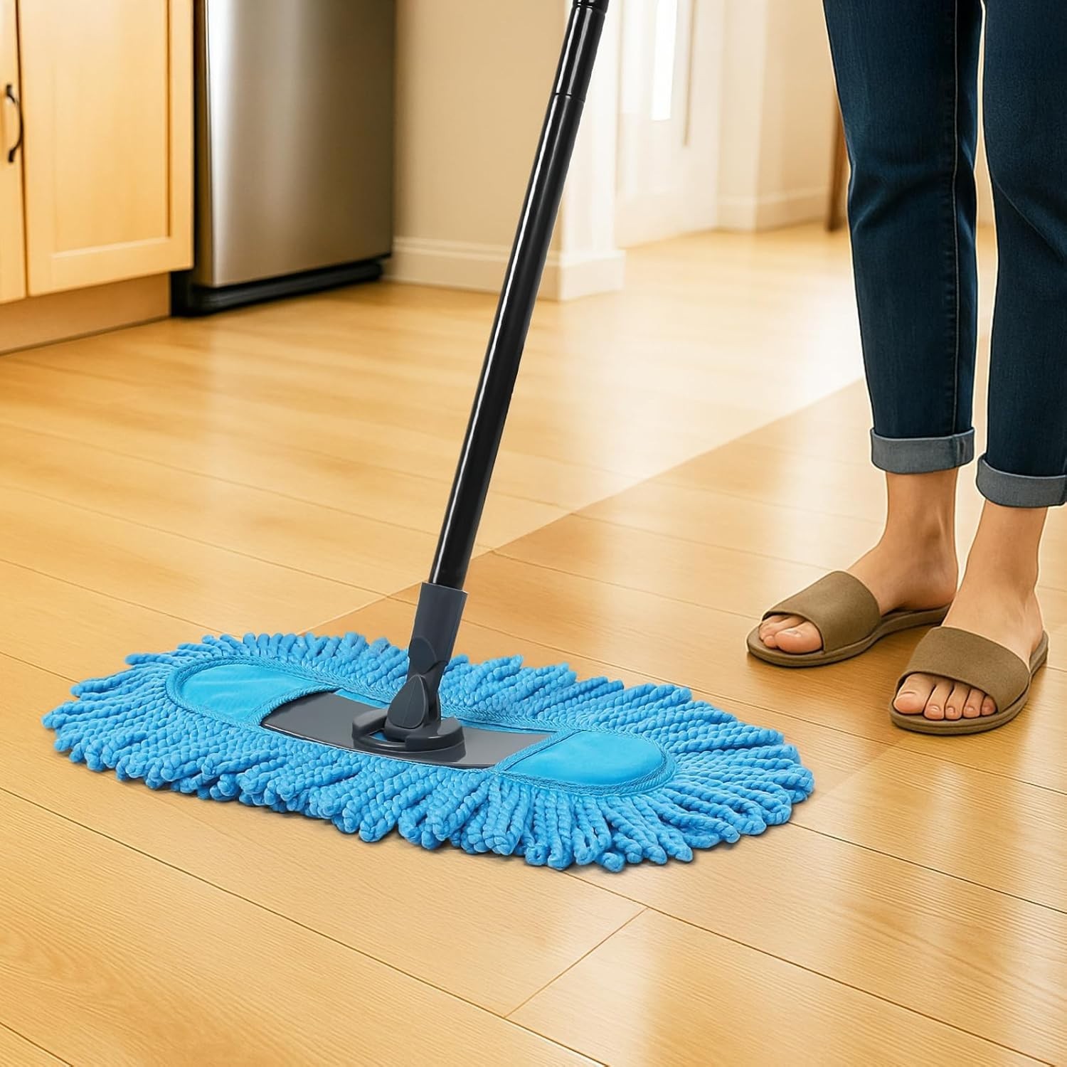 19 Inch Dust Mops for Floor Cleaning with 2 Mop Refill Pads Floor Duster  58"