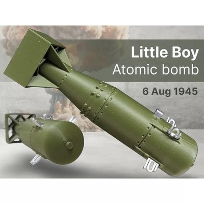 1/25 Little Boy Atomic Bomb 3D Printed Model WWII History Assembly Display