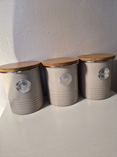 Typhoon Living Beige Storage Cannisters Tea Coffee And Sugar Carbon And Bamboo