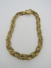 Vintage Gold Overlay Signed Krementz Braided Chain 7 1/2" Bracelet B2