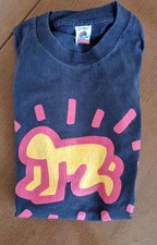 Vintage Keith Haring Barking Dog Radiant Baby Pop Shop Art Tee Shirt Large Black
