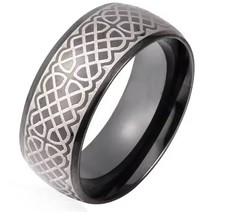 Black STAINLESS STEEL Celtic Knots and Cross RING