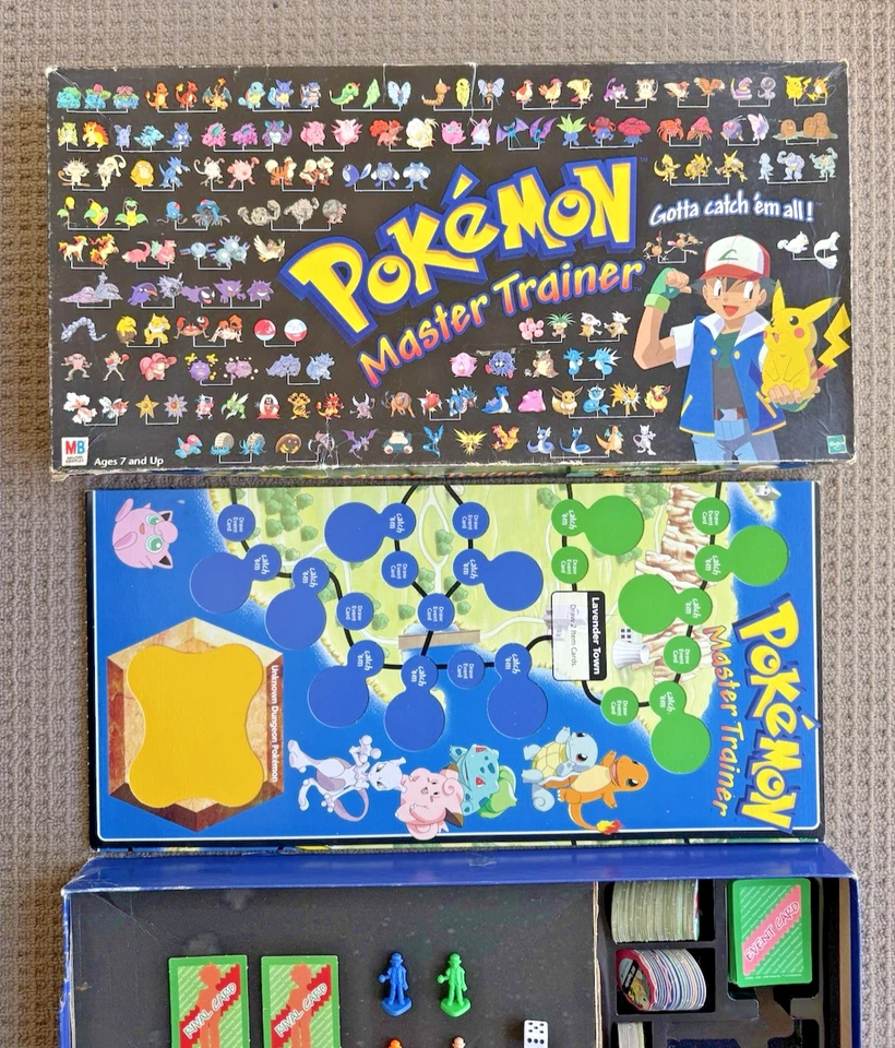 Vintage Hasbro Pokemon Master Trainer Game Board 1999 Edition 90% Complete - Image 3 of 4