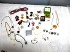 Nice Lot Vintage Costume Jewelry Brooches Necklaces Clip Earrings Rings