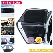 Car Rear Side Window Shades 2 Pack Breathable Mesh Stretch Covers UV Sun Glare
