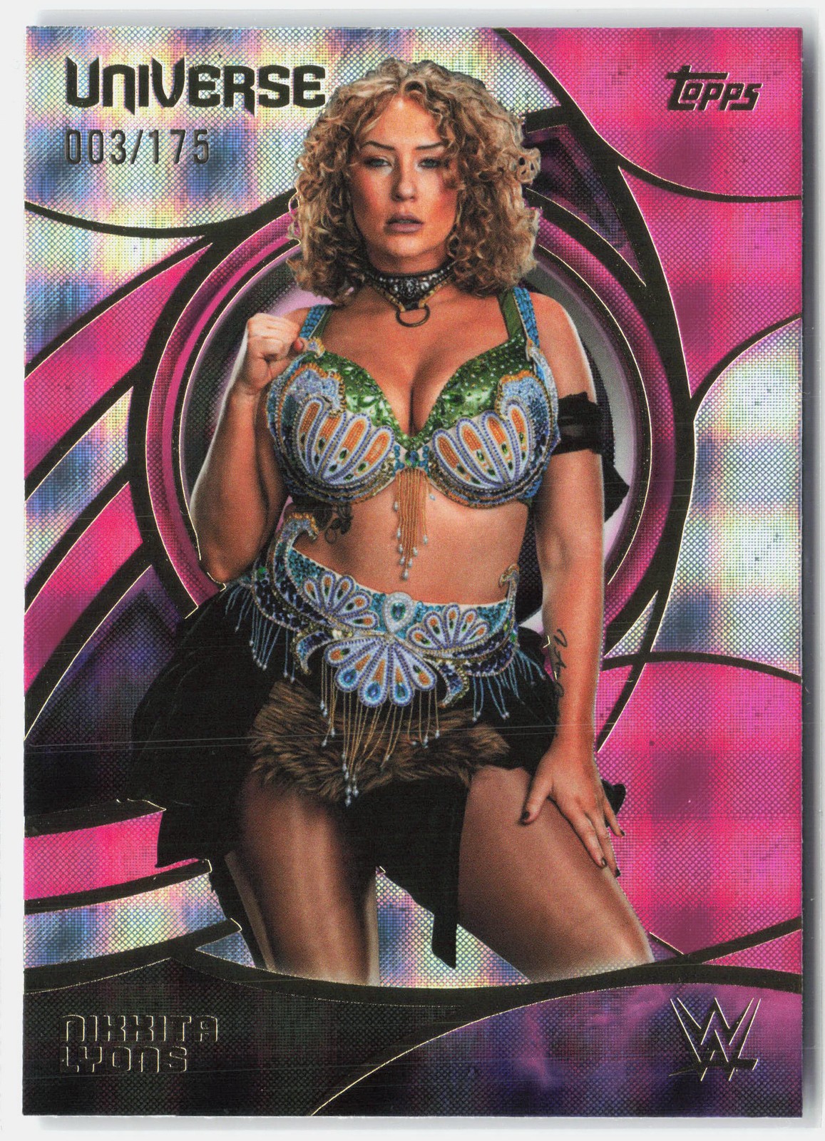 2026 Topps Universe WWE #187 Nikkita Lyons Pink Plaid #/175