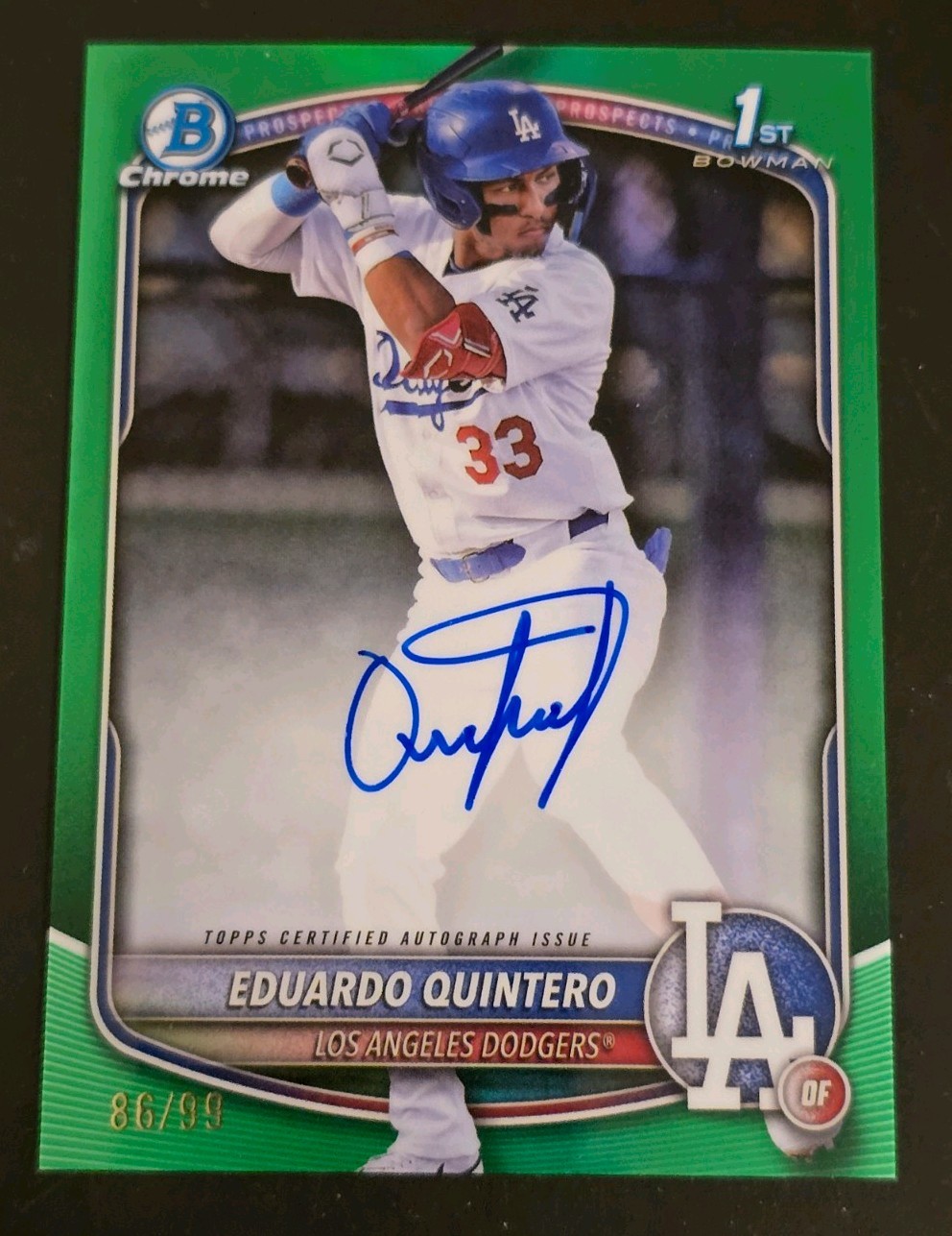 2025 Bowman Chrome Eduardo Quintero 1st Green Refractor Auto 86/99