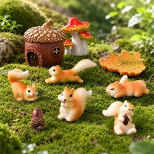 Delighture Fairy Garden Accessories, 9 Pieces Squirrel 1.2inx1.2in, Orange