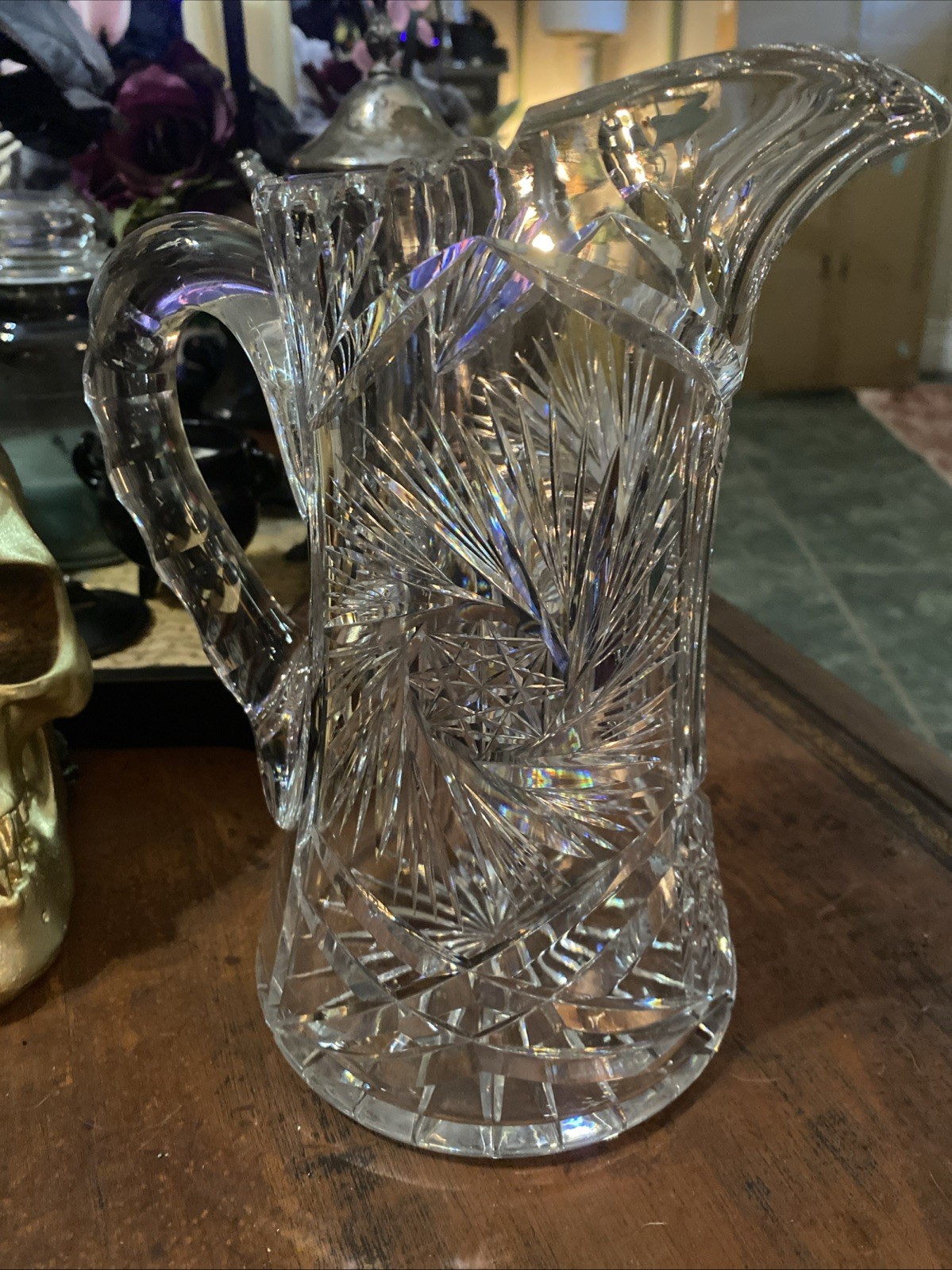 Antique Rockingham Pitcher Vintage Beautiful American Brilliant Cut Pitcher About 8” Tall | eBay