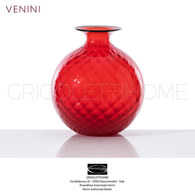 Venini - Vase Monofiore Balloton 100.18 Rot H 20,5 Cm/In 8.07