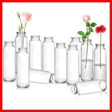 Set of 12 Vintage Glass Bud Vases for Elegant Wedding Centerpieces - 6.3" Height