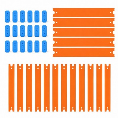 Track Set Building Pieces for Hot Wheels Toy Cars 36-Piece Straight 15-Ft Or/Blu