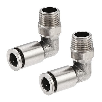 Push to Connect Tube Fitting 8mm Tube to 1/4PT Male Elbow L Shape 2Pack