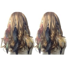 6 Pcs Feather Hair Clips Hippie Indian Boho Barrettes Tassel Bohemian Headpie...