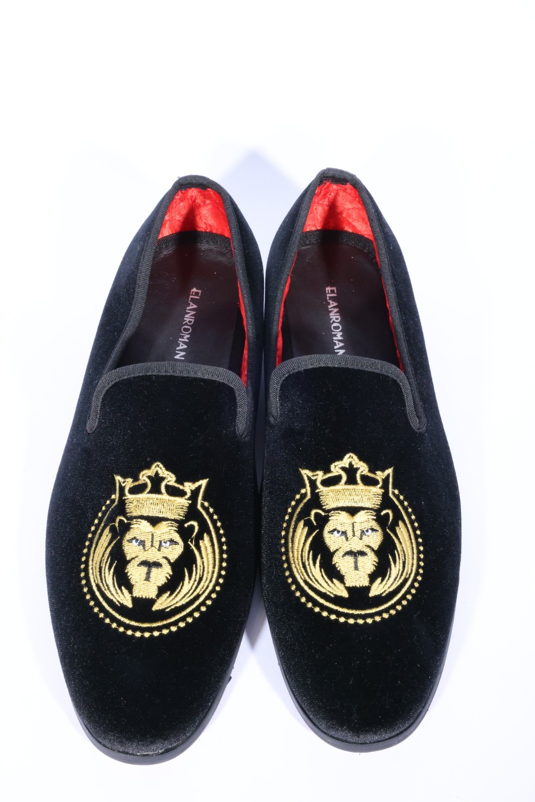 PANTOFOLA D’ORO Mocassini uomo ElanRoman 45 nero velluto oro leone ciabatta festa matrimonio formale
