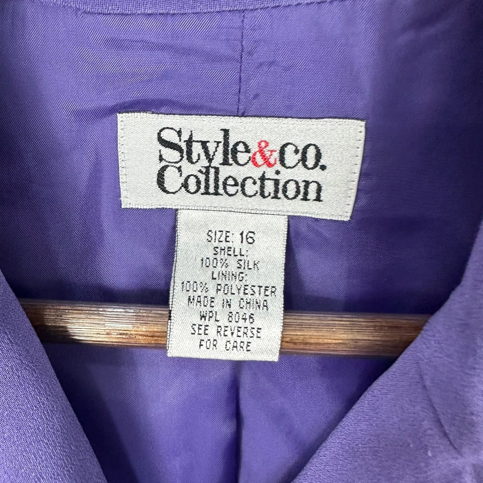 Blazer Mujer Colección Style & Co 16 Púrpura 100% Seda Forrado Carrera Chic Retro Foto 2 de 4