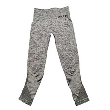 DKNY Sport Womens Grey Space Dye Seamless High Rise Mesh Leggings Size Small