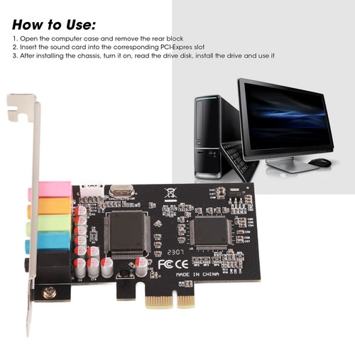 Sound Card 6 Channels Stereo Desktop Signal Conversion Hardware With D NEW - Afbeelding 4 van 12