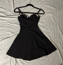 Black mini bodycon dress with corset detail