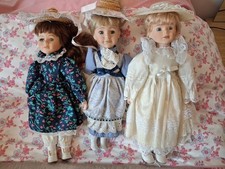 3 Vintage Antique Collectable Dolls. Good Condition.