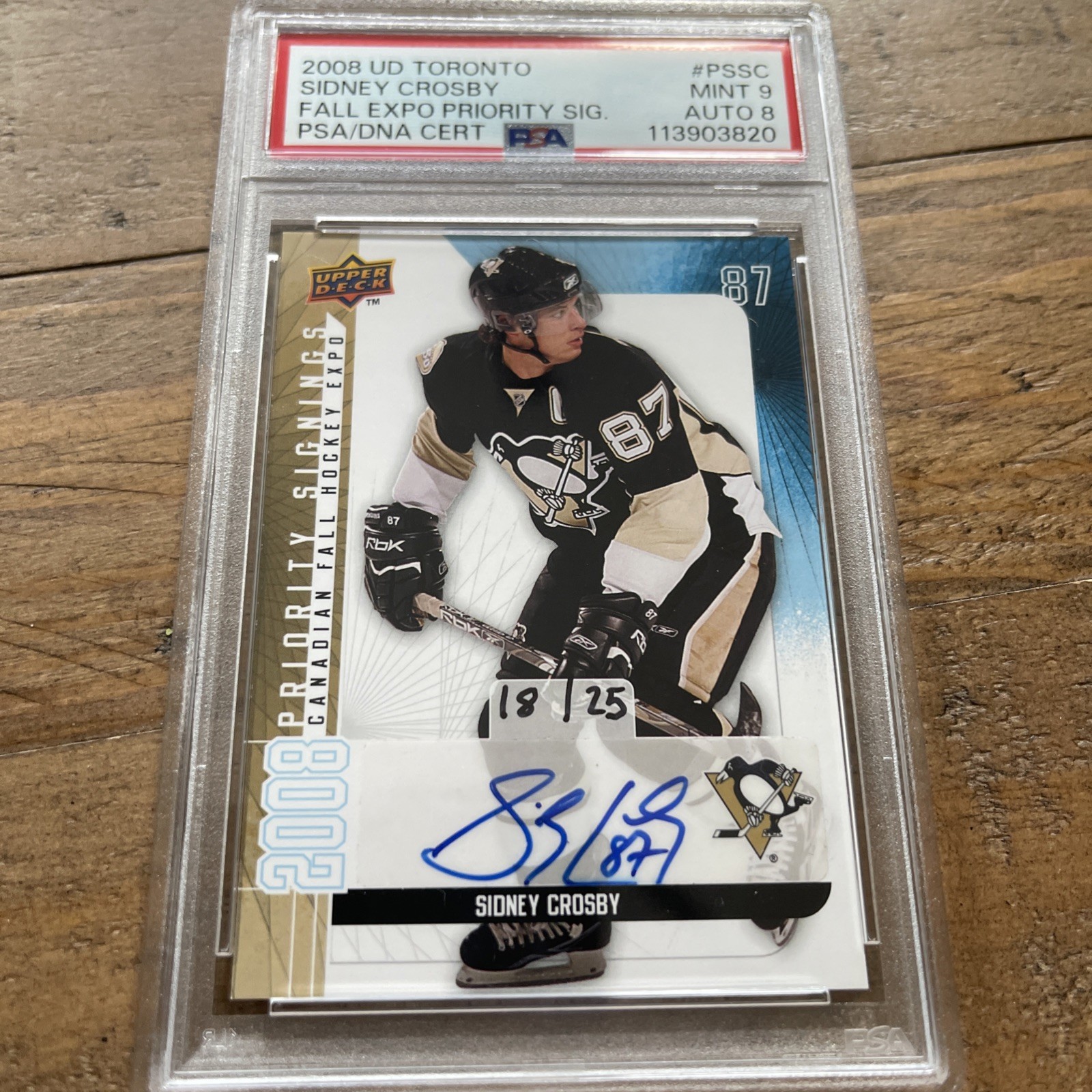 2008-09 Upper Deck Sidney Crosby Toronto Expo Priority Signings /25 RARE PSA 9