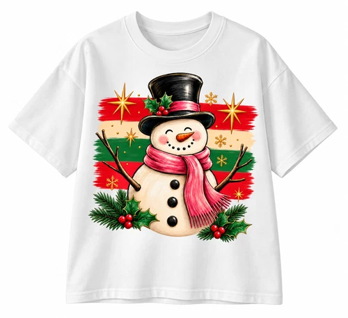Retro Christmas Snowman T Shirt Vintage Holiday Graphic Tee Cute Winter Gift - product listing photo