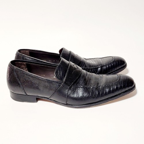 Mezlan 1968 Paso 84537 Black Lizard Penny Loafer Slip On Dress Shoes Mens 11M US - Picture 4 of 24
