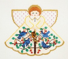  12 Days  4 CALLING BIRDS Angel  Charm HP 18m Needlepoint Canvas Painted Pony