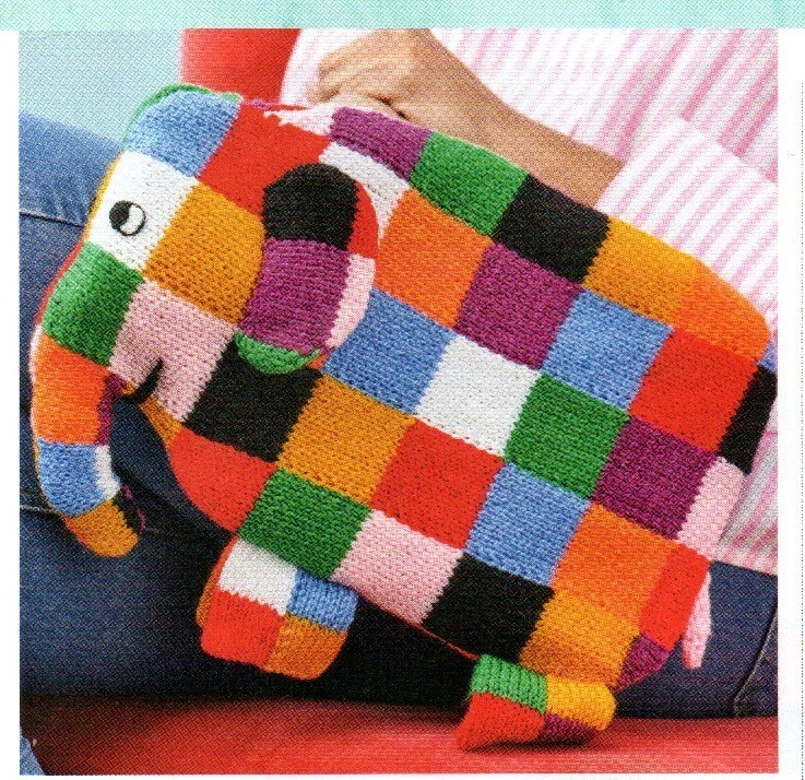 ~ Pull-Out Knitting Pattern For Cute Patchwork Elephant Hot Water Bottle Cover~ - Image 2 of 4