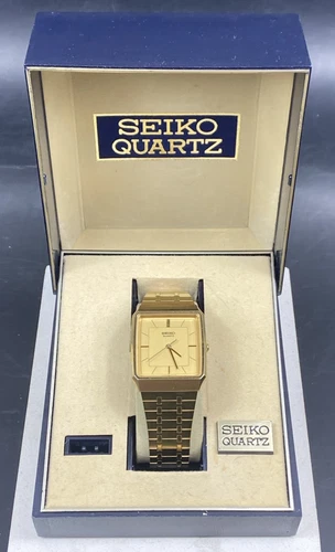 Vintage Seiko Watch Men's Gold Tone 6431-5129 w/ Original Seiko Box New Battery