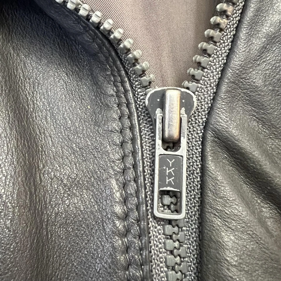 复古仅限会员夹克男式 42 黑色皮革轰炸机韩国制造 80 年代外套 — 第 2/4 张图片