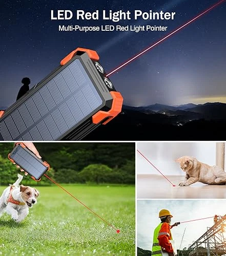 42,800mAh Power Bank with 4 Built-in Cables & Thermometer in Orange