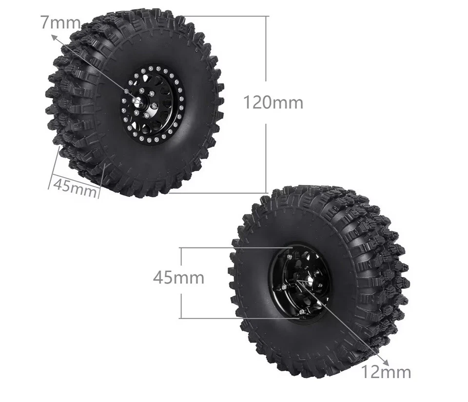 HobbyPark 1.9 Beadlock Wheels Tires 120mm for TRX4 SCX10 Gen8 1/10 RC Crawler - Image 4 of 4