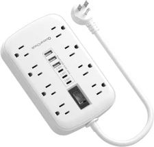 Short Extension Cord 1 Ft, Small Power Strip Flat Outlet Extender Surge Protecto