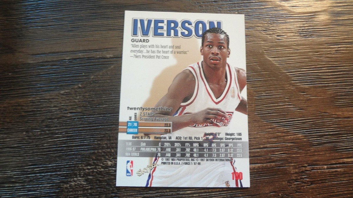 1997-98 SKYBOX Z FORCE #100 ALLEN IVERSON BASKETBALL CARD | eBay