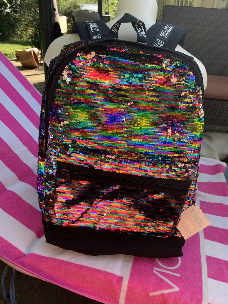 Victorias Secret Pink SEQUINS BLING RAINBOW Full Size CAMPUS  display picture 3