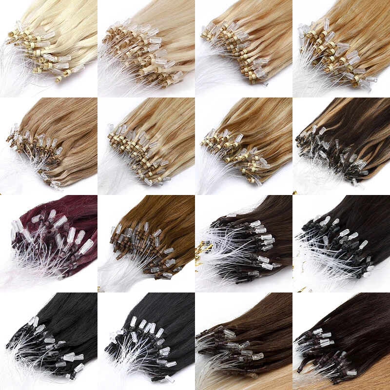 Extensiones de cabello humano 100 % Remy con punta de anillo de microenlace fácil micro lazo Foto 4 de 4